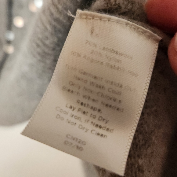 Talbots Gray with Silver Sequins Lambswool and Angora Cardigan Sweater, Size 1X - Picture 5 of 6